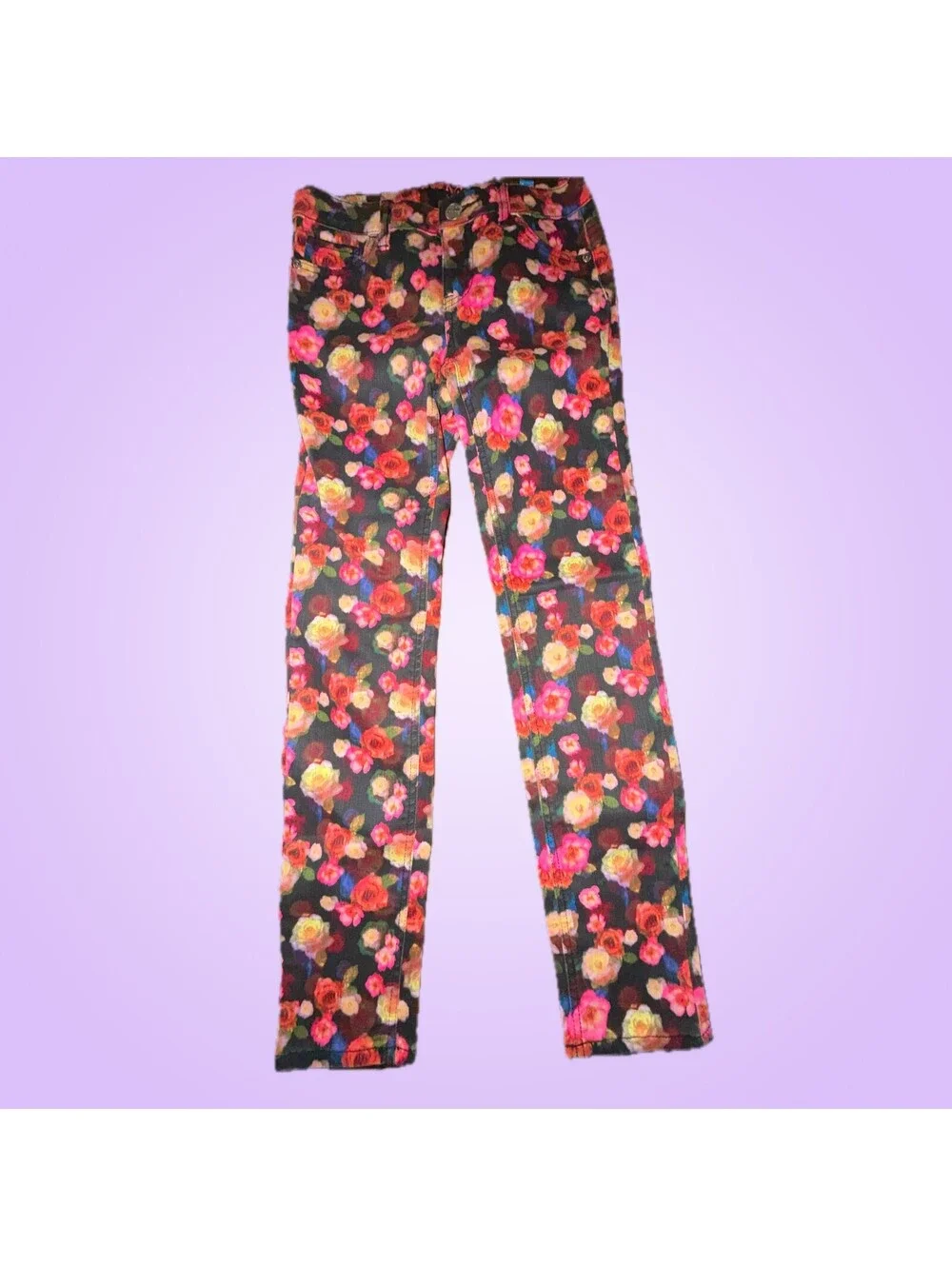 Justice Girls Size 12 Super Skinny Floral Print Jeans New with Tags